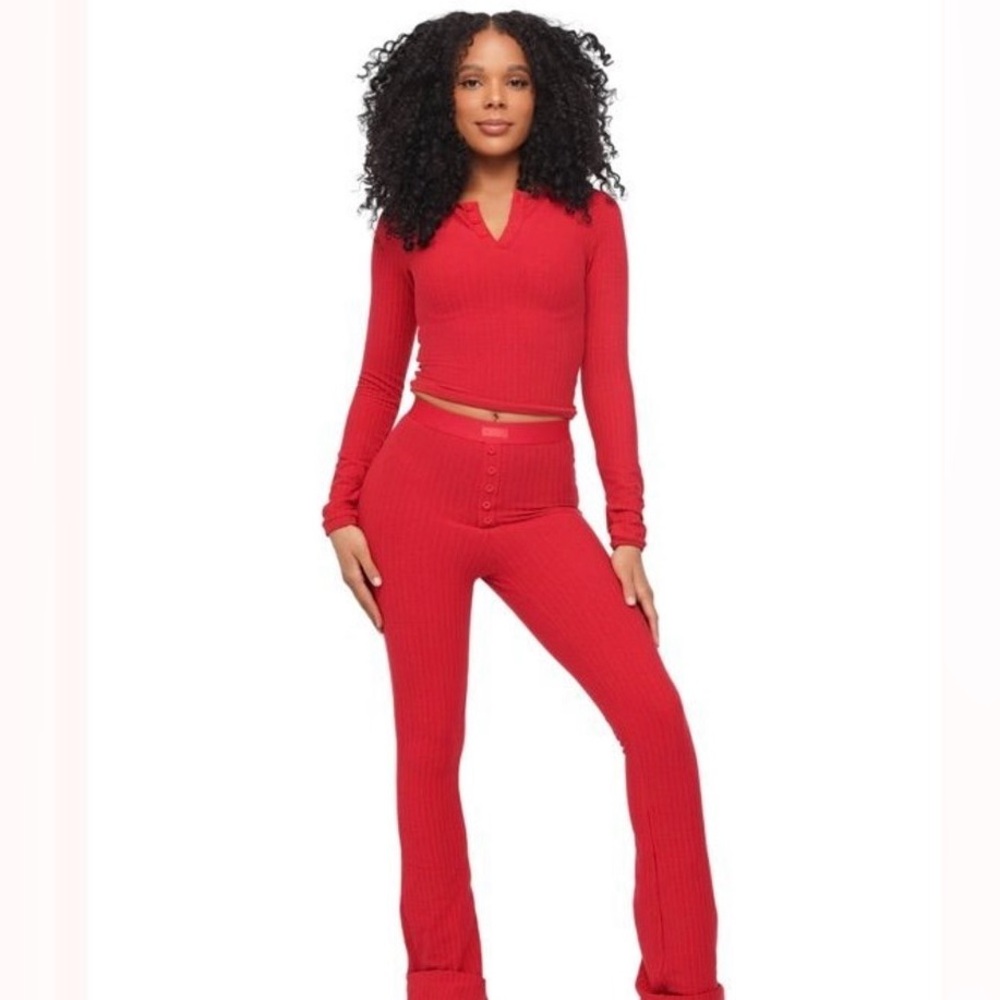 Waydamin Striped Thermal Pajama Set